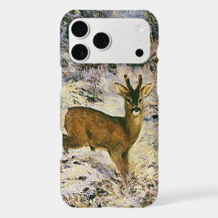 Vintage Christmas Reindeer in Winter Forst Snow