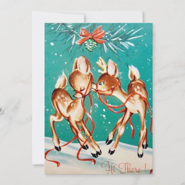 Vintage Christmas Reindeer Love Holiday Card (Front)