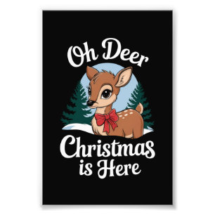 Vintage Christmas Reindeer Oh Deer Christmas Here Photo Print