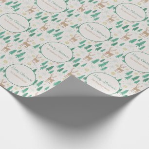 Vintage Christmas Reindeer Pine Family Wrapping Paper