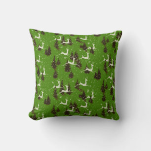 Vintage Christmas Reindeer Throw Pillow
