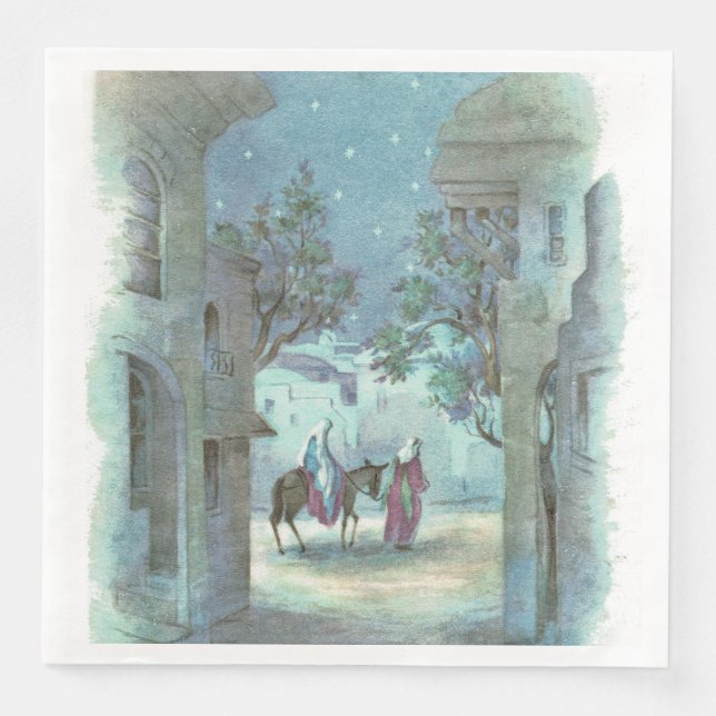 Vintage Christmas Religious scene party Napkin (Front)