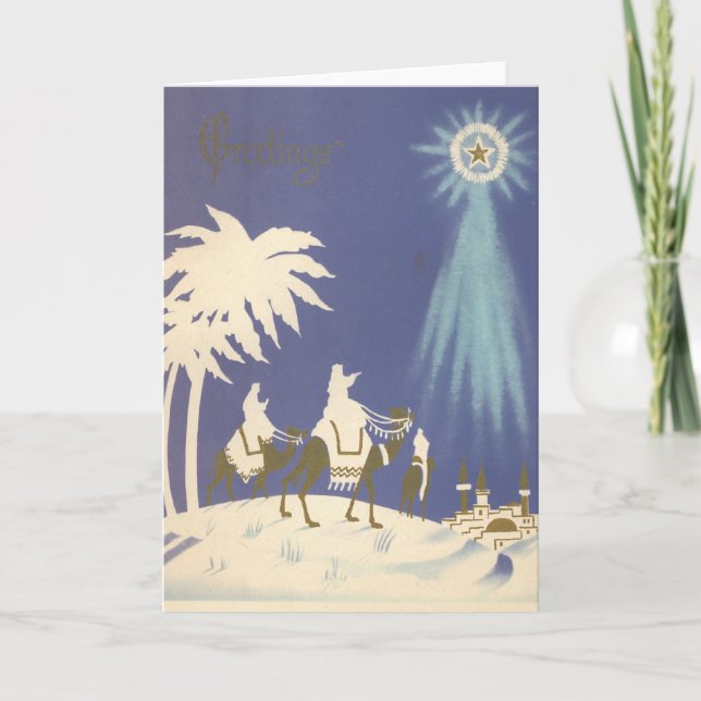 Vintage Christmas Religious Three Wise Men Holiday Card (Front)