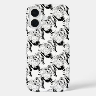 Vintage Christmas, Retro Jolly Santa Claus, Black iPhone 16 Case