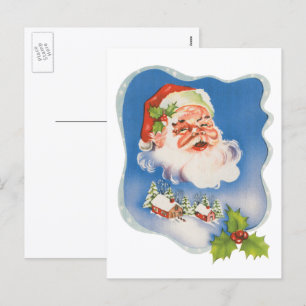 Vintage Christmas, Retro Jolly Santa Claus Holiday Postcard