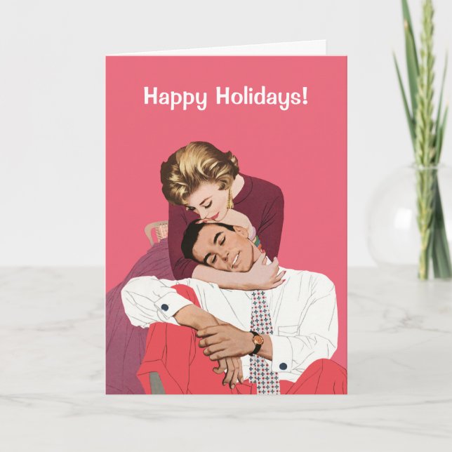 Vintage Christmas, Retro Love and Romance Holiday Card (Front)