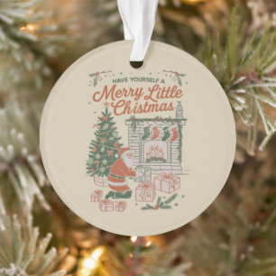 Vintage Christmas Retro Santa Claus Gifts Holiday Ornament