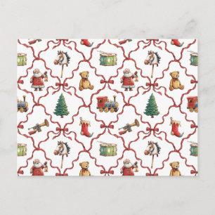 Vintage Christmas retro toys Santa Claus Christmas Postcard