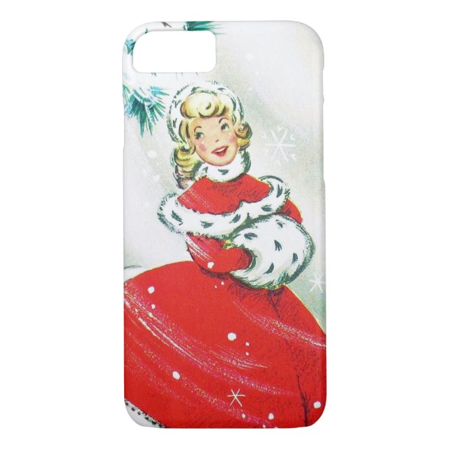 Vintage Christmas retro woman seven phone case (Back)