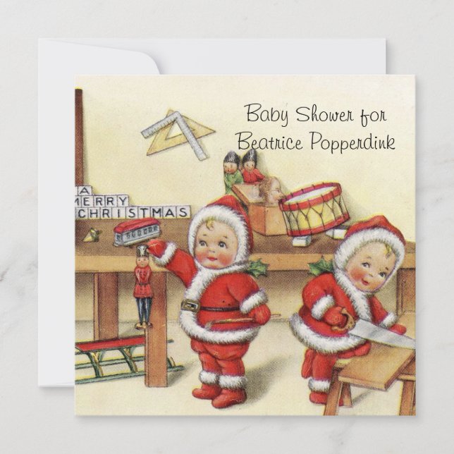 Vintage Christmas Retro Xmas Personalized Invitation (Front)