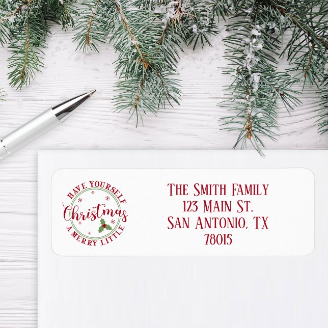Vintage Christmas Return Address (Vintage Merry Little Christmas Address Sticker)