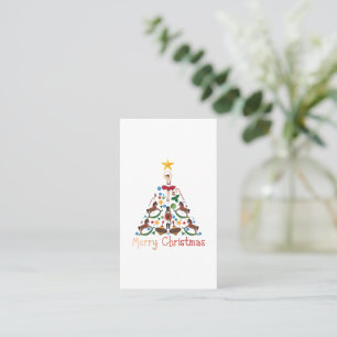 Vintage christmas rocking horse business card