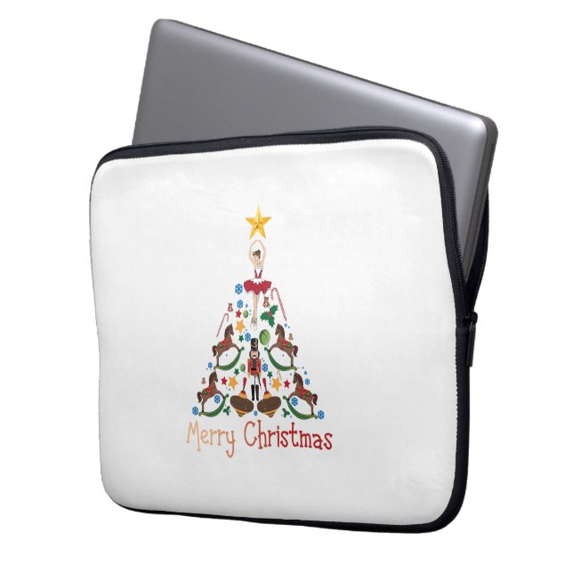 Vintage christmas rocking horse laptop sleeve (Front Left)