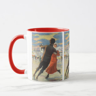 Vintage Christmas, Romantic Couple Ice Skating Mug
