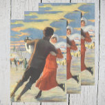 Vintage Christmas, Romantic Couple Ice Skating Wrapping Paper Sheet<br><div class="desc">Vintage illustration Merry Christmas holiday sports image featuring a man and woman in love ice skating. Love and romance on Christmas Day. Very romantic!</div>