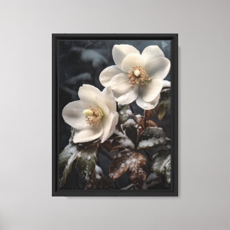 Vintage Christmas Rose (Hellebore) Stretched Canva Canvas Print