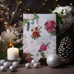Vintage Christmas Rose Joyeux Noel Ephemera Holiday Postcard<br><div class="desc">Elegant and richly-detailed vintage Christmas floral seamless composition featuring "Joyeux Noel" typography,  handwritten script,  postage graphic,  holly,  mistletoe,  and deep red and ivory roses on aged parchment background.</div>