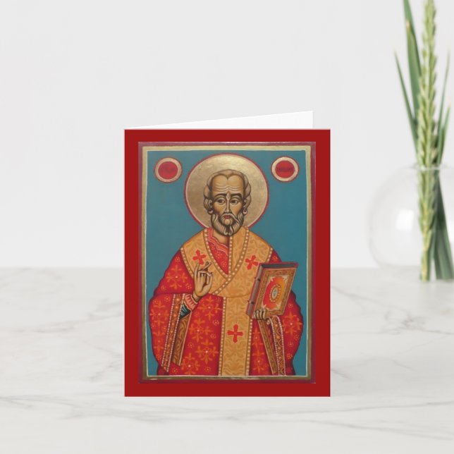 Vintage Christmas Saint Nicholas Holiday Card (Front)
