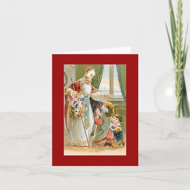 Vintage Christmas Saint Nicholas Holiday Card (Front)