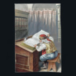 Vintage Christmas, Saint Nicholas Naughty or Nice  Kitchen Towel<br><div class="desc">Vintage illustration Victorian Era Christmas design featuring an old world Santa Claus reviewing his Naughty or Nice List on Christmas Eve.</div>