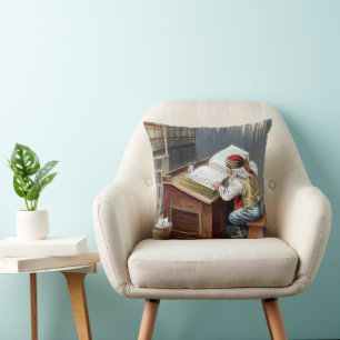 Vintage Christmas, Saint Nicholas Naughty or Nice  Throw Pillow