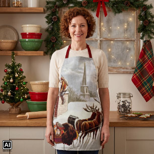 Vintage Christmas, Saint Nicholas on the Rooftop Apron