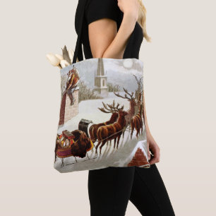 Vintage Christmas, Saint Nicholas on the Rooftop Tote Bag