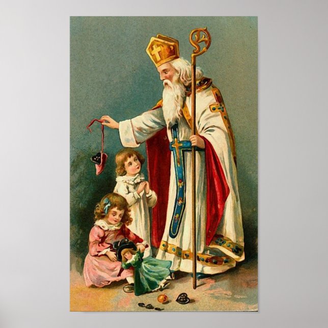Vintage Christmas Saint Nicholas Poster (Front)