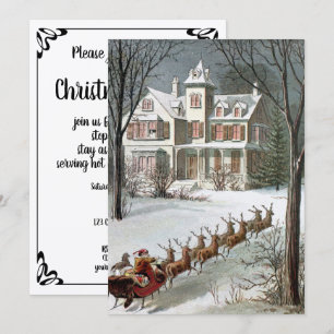 Vintage Christmas, Saint Nicholas with Reindeer Invitation