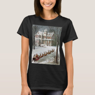 Vintage Christmas, Saint Nicholas with Reindeer T-Shirt