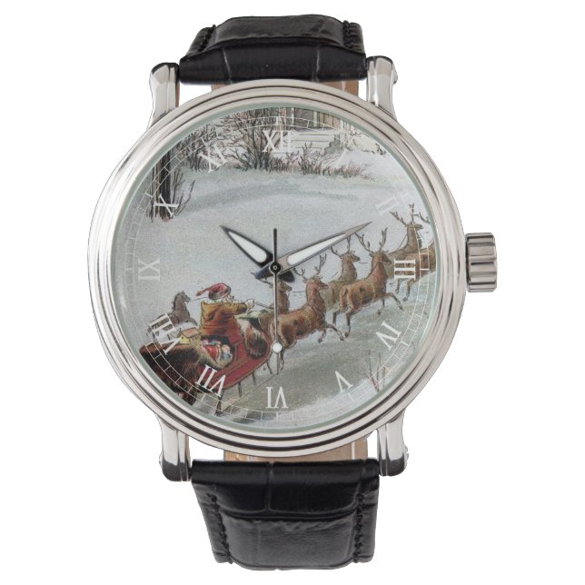 Vintage Christmas, Saint Nicholas with Reindeer Watch (Front)