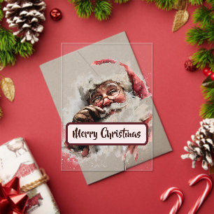 Vintage Christmas Santa Acrylic Card  Invitations