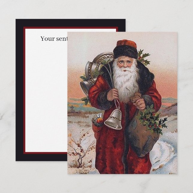 vintage Christmas Santa add sentiment Card (Front/Back)