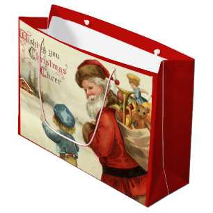 Vintage Christmas Santa and Child party bag