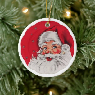 Vintage Christmas Santa Classic Ceramic Ornament