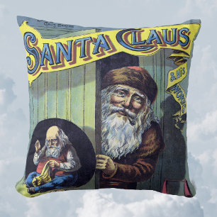 Vintage Christmas, Santa Claus and His Works Book Throw Pillow