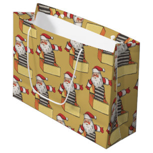 Vintage Christmas, Santa Claus as Jack in the Box Large Gift Bag