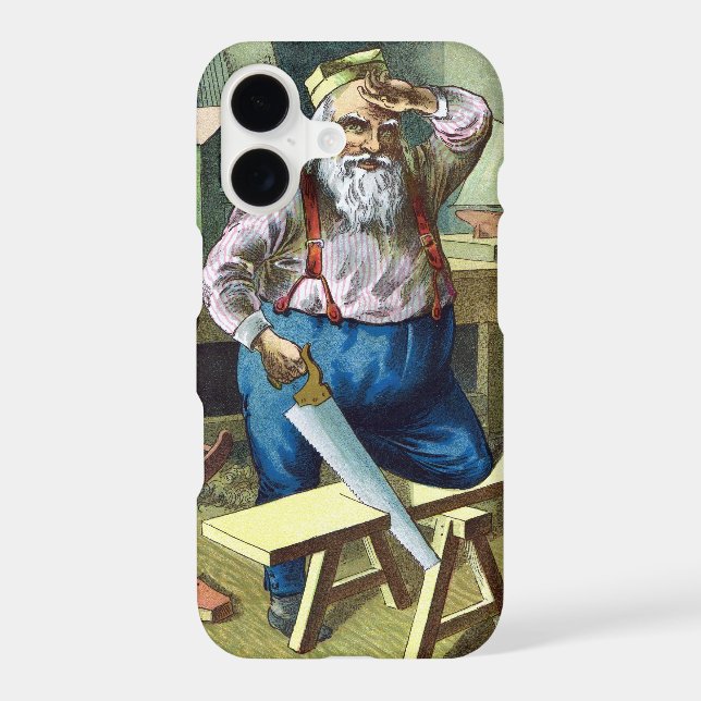 Vintage Christmas, Santa Claus Building Toys Saw (Back)