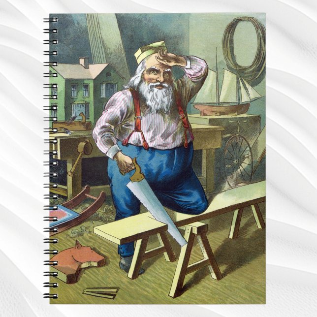 Vintage Christmas, Santa Claus Building Toys Saw Notebook (Creator Uploaded)