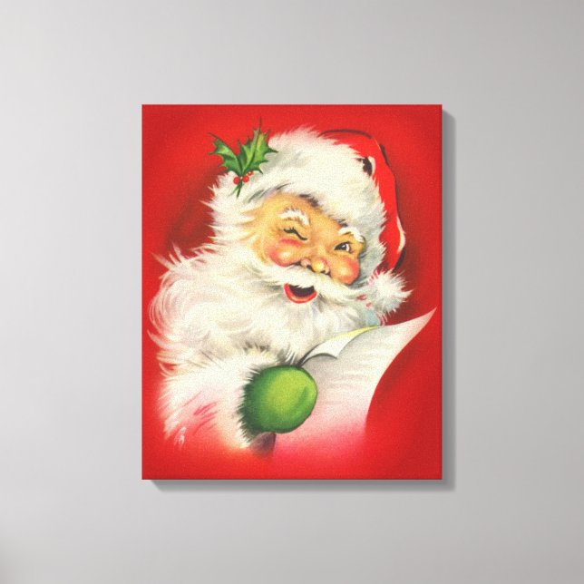 Vintage Christmas Santa Claus Canvas Print (Front)