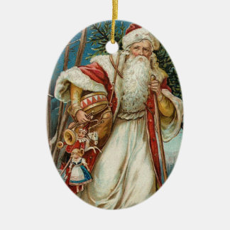 Vintage Christmas Santa Claus Ceramic Ornament