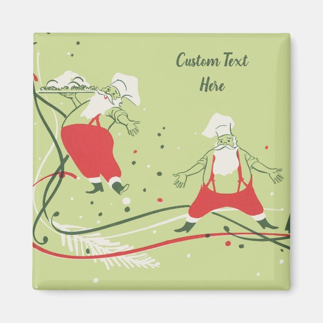 Vintage Christmas, Santa Claus Chef with Dinner Magnet (Front)