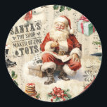 Vintage Christmas Santa Claus Classic Round Sticker<br><div class="desc">Vintage Christmas Santa Claus sticker.  A festive addition to your Christmas gift wrapping. Designed for you by Blackberry Boulevard.</div>