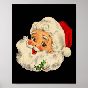 Vintage Christmas Santa Claus Face Fun Old Fashion Poster
