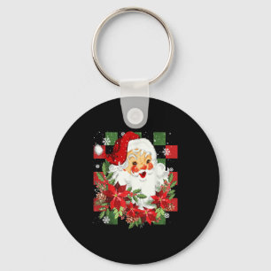 Vintage Christmas Santa Claus Face Funny Old Fashi Keychain