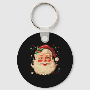Vintage Christmas Santa Claus Face Funny Old Fashi Keychain
