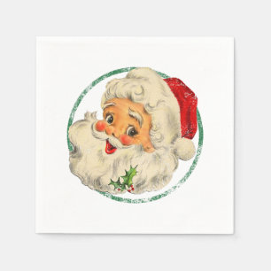 Vintage Christmas Santa Claus Face Old Fashioned T Napkin