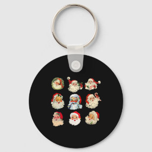 Vintage christmas santa claus faces fun old fashio keychain