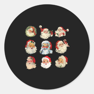 Vintage Christmas Santa Claus Faces Funny Old Fash Classic Round Sticker