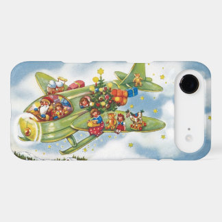 Vintage Christmas, Santa Claus Flying an Airplane
